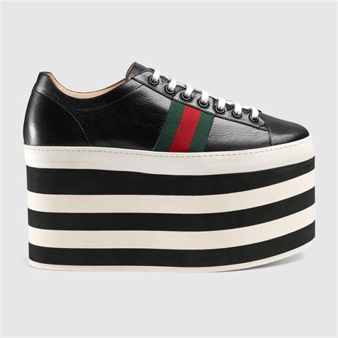 gucci sneakers black women's|gucci platform sneakers black.